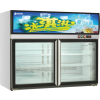 commercial ice cream cabinet with electronic temperature control, sliding triple tempered glass doors, and top light box