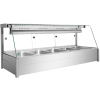 Trapezoid tempered glass soup display heating cabinet with 304 stainless steel base and temperature controller