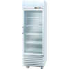 White single-glass-door cold drink display refrigerator with 5-tier shelves and top digital control panel