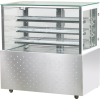 Stainless steel base with square glass design, this fridge is ideal for bakeries and cafes to showcase pastries, desserts.