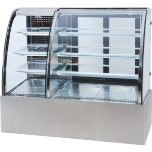 Bakery and beverage dual-zone refrigerated display case for commercial use in cafés, coffee shops, and restaurants