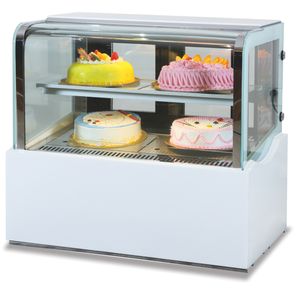 2-tier white tempered glass mini cake display cabinet for bakery countertops