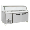 Two-door refrigerated PG food display cabinet, ideal for restaurants, hotels, and dessert shops